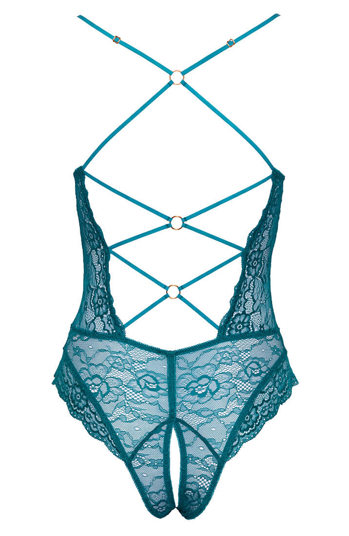 Turkisgrøn bundløs blonde bodysuit - Chasing You - COAX Copenhagen