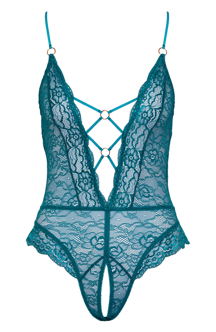 Turkisgrøn bundløs blonde bodysuit - Chasing You - COAX Copenhagen