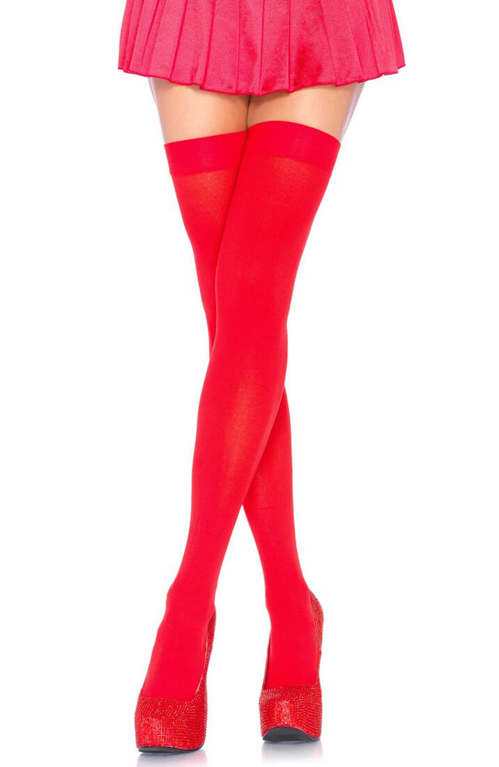 Røde thigh high nylonstrømper - COAX Copenhagen