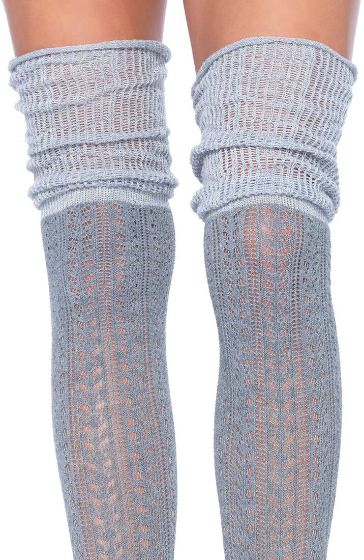 Hæklede grå over knee strømper - COAX Copenhagen