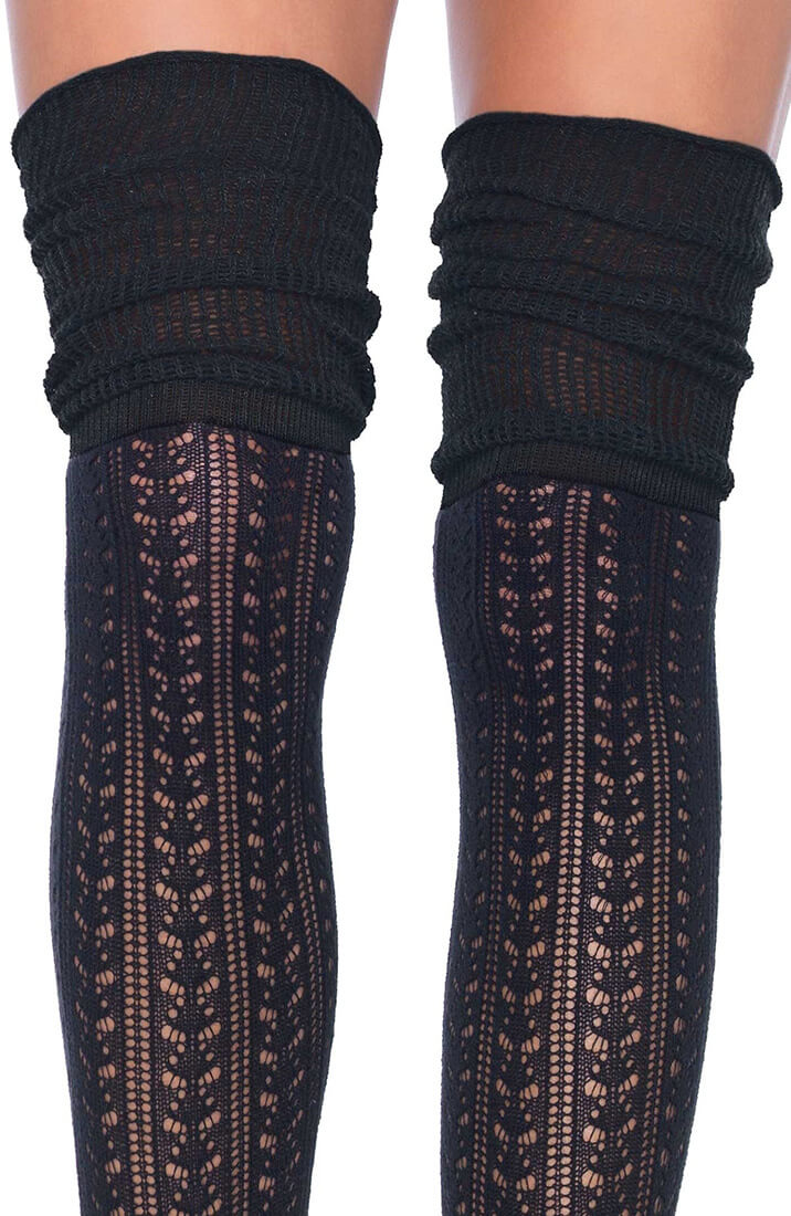 Hæklede sorte over knee strømper - COAX Copenhagen