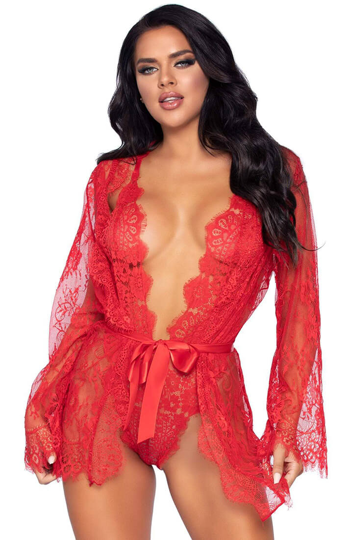 Rød bodysuit & kimono - Bedtime Stories - COAX Copenhagen