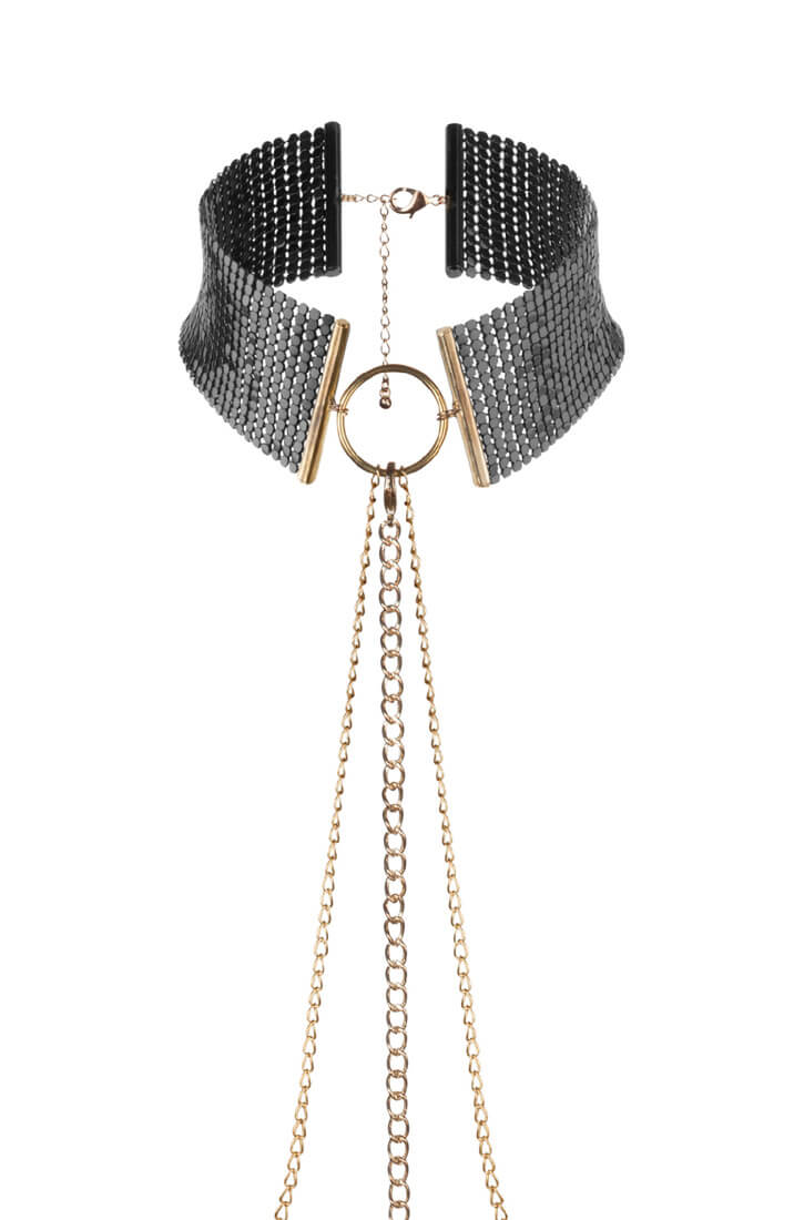 Sort choker med guld harness kæde - COAX Copenhagen