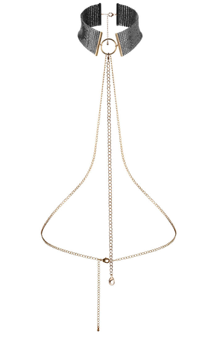 Sort choker med guld harness kæde - COAX Copenhagen