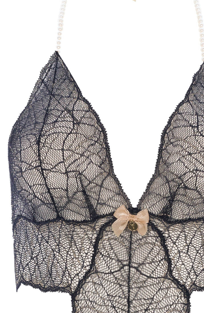 Sort bodysuit med single perlesnor - Sydney Body Single - COAX Copenhagen