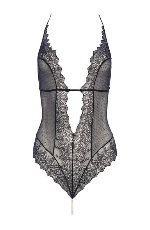 Sort bodysuit med perlesnor - Geneva Body - COAX Copenhagen