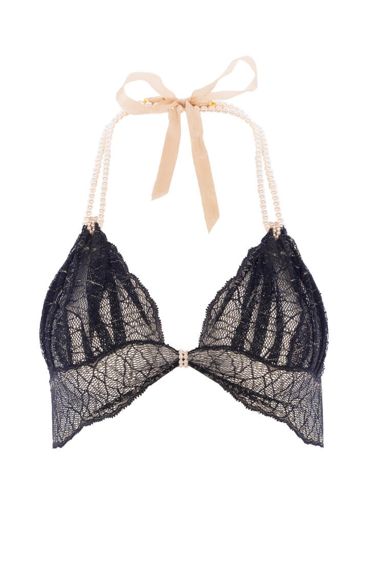 Sort bralette med perle halterneck - Sydney Bra - COAX Copenhagen