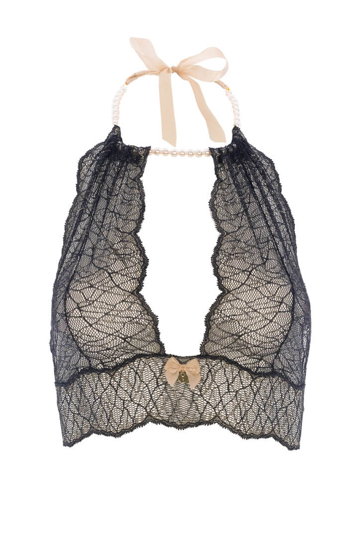 Sort bustier bralette med perle choker - Sydney bralette - COAX Copenhagen