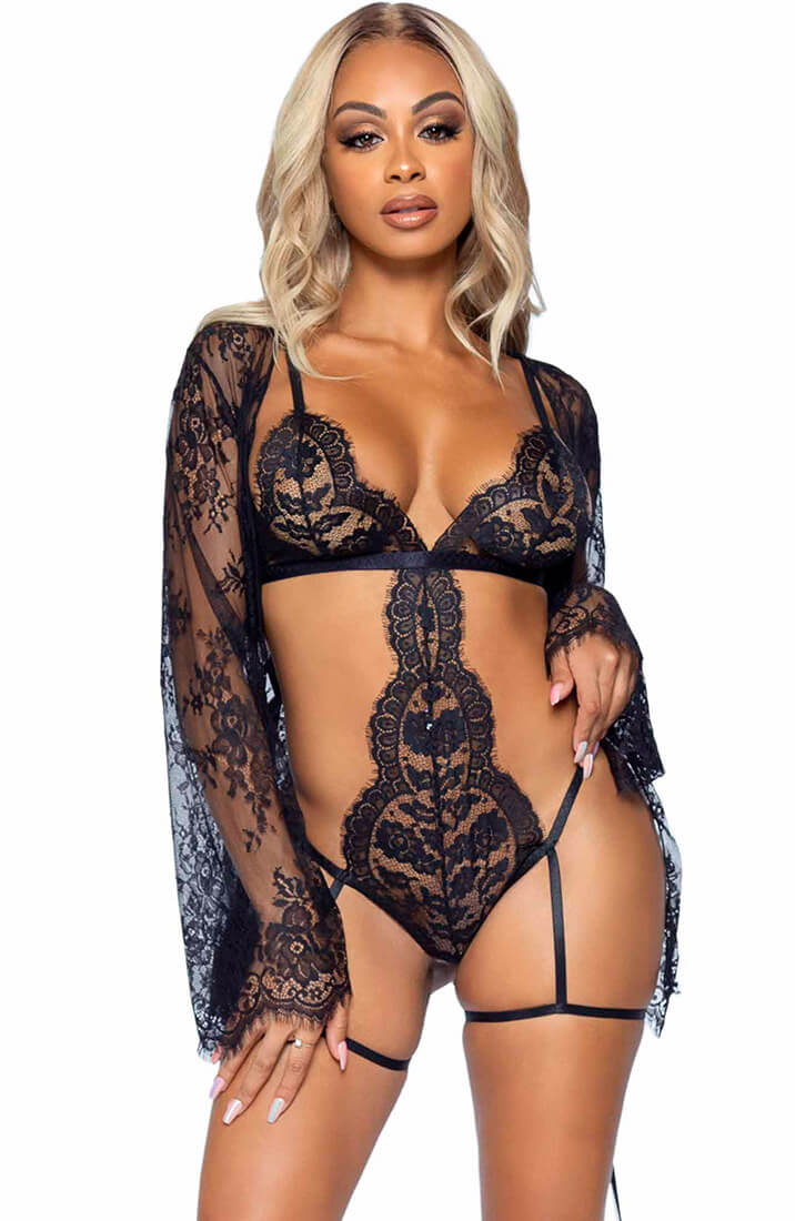 Sort teddy & kimono - Define Coquettish - COAX Copenhagen