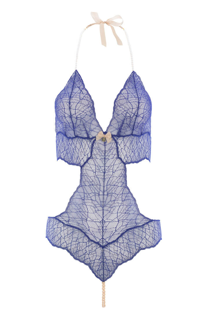 Blå bodysuit med single perlesnor - Sydney Body Single - COAX Copenhagen