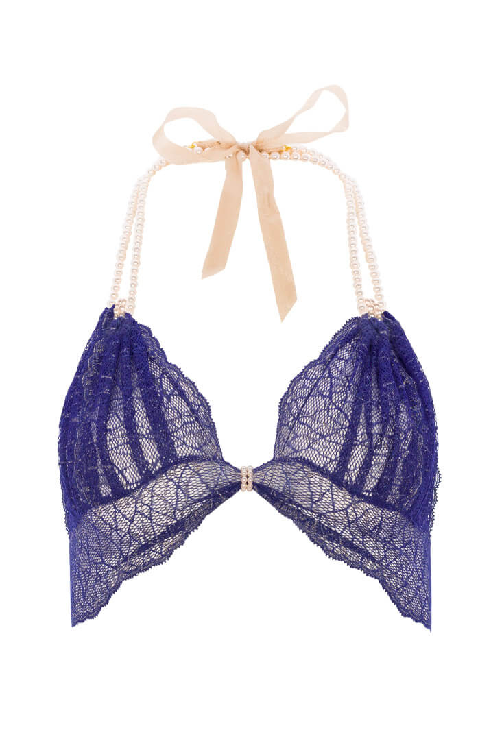Blå bralette med perle halterneck - Sydney Bra - COAX Copenhagen