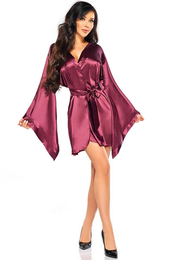 Bordeaux satin kimono - Samira - COAX Copenhagen