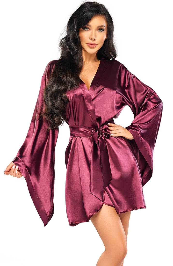 Bordeaux satin kimono - Samira - COAX Copenhagen