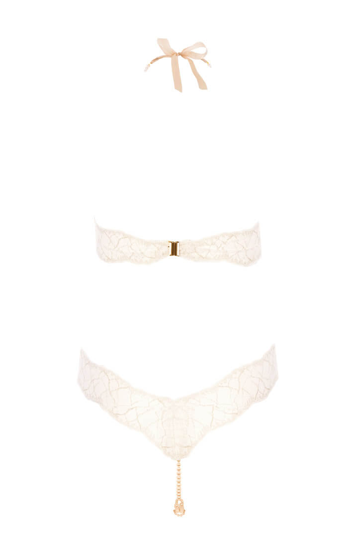 Elfenbens hvid bodysuit med dobbelt perlesnor - Sydney Body Double - COAX Copenhagen