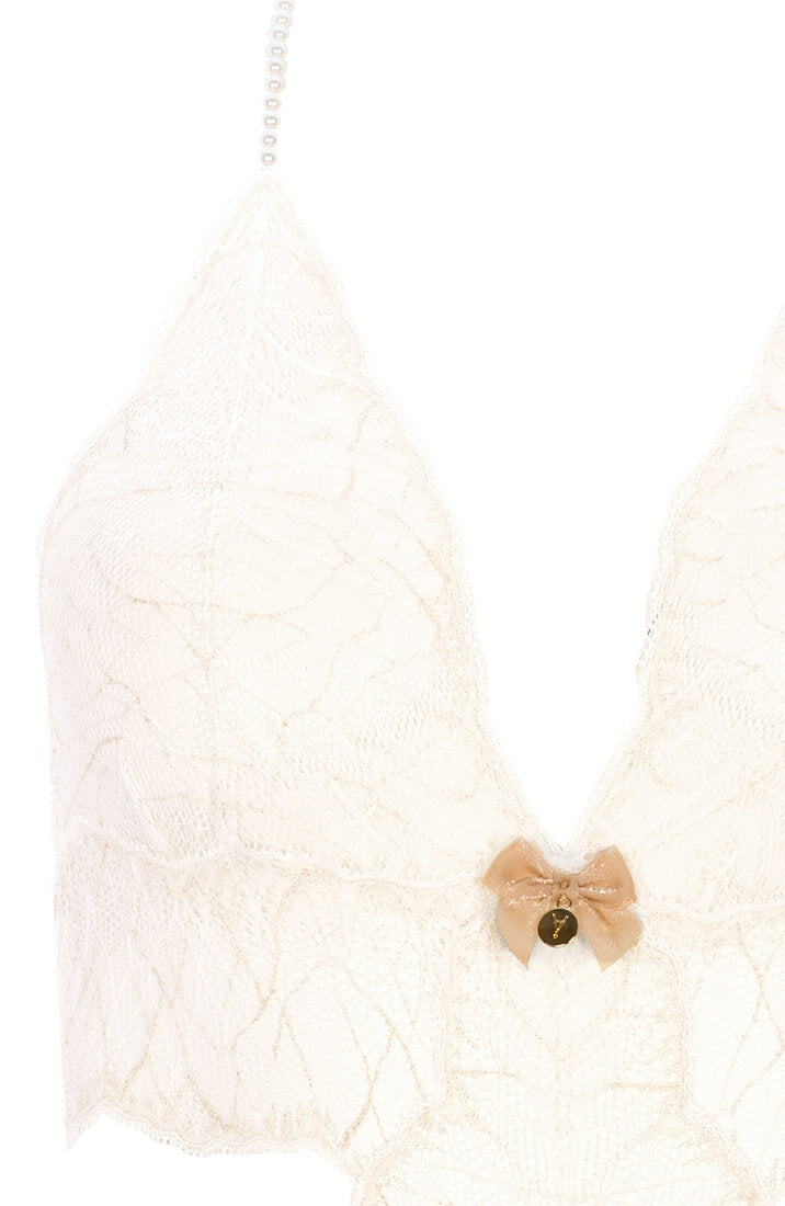 Elfenbens hvid bodysuit med single perlesnor - Sydney Body Single - COAX Copenhagen