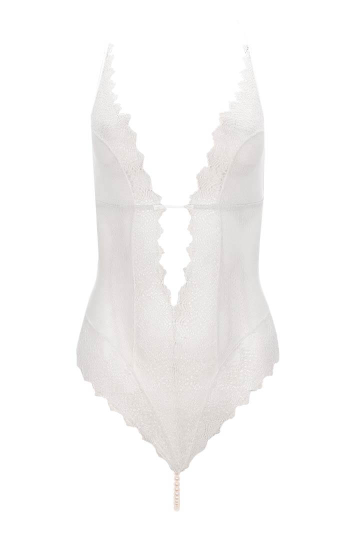 Elfenbens hvid bodysuit med perlesnor - Geneva Body - COAX Copenhagen