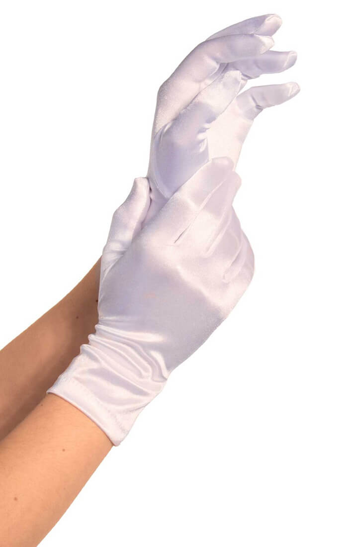 Korte hvide satin handsker - COAX Copenhagen