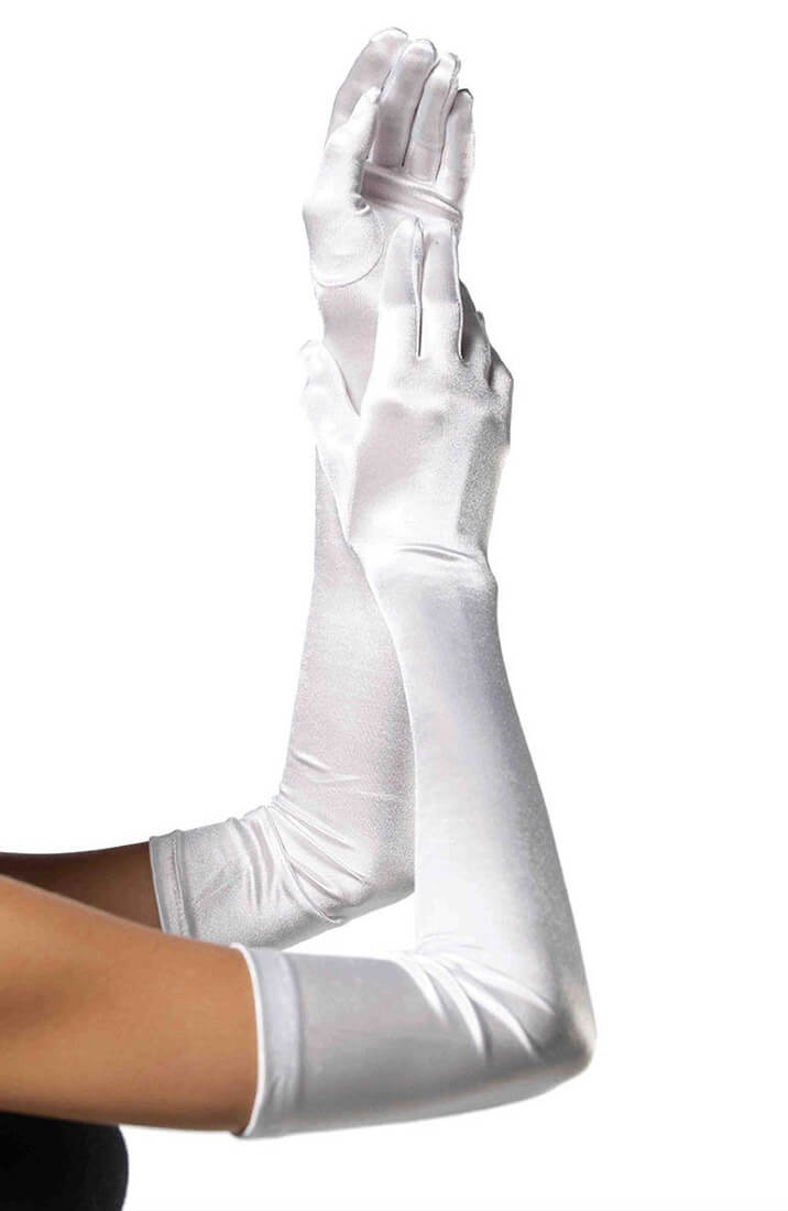 Lange hvide satin handsker - COAX Copenhagen