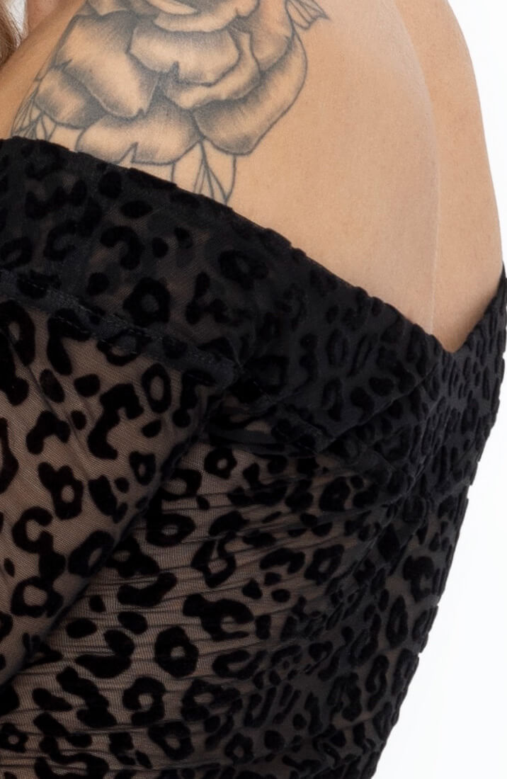 Bodycon kjole med leopard flock broderi - Meme Mistress - COAX Copenhagen