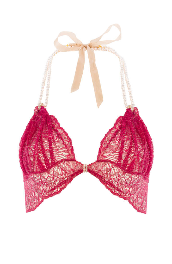 Rød bralette med perle halterneck - Sydney Bra - COAX Copenhagen