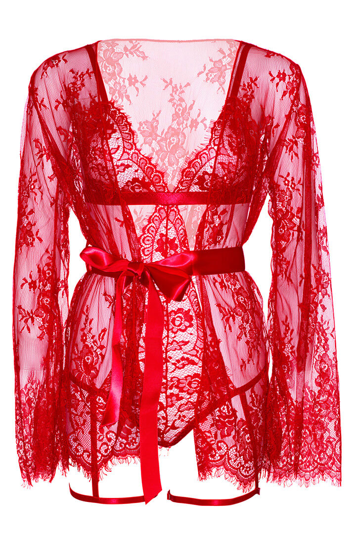 Rød teddy & kimono - Date Night - COAX Copenhagen