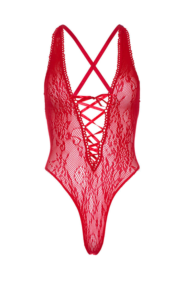 Rød bodysuit med snøre - Keep On Loving - COAX Copenhagen