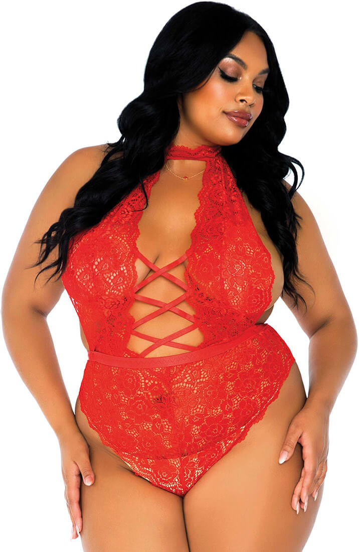 Rød bundløs plus size bodysuit - Seduce Me In Red - COAX Copenhagen