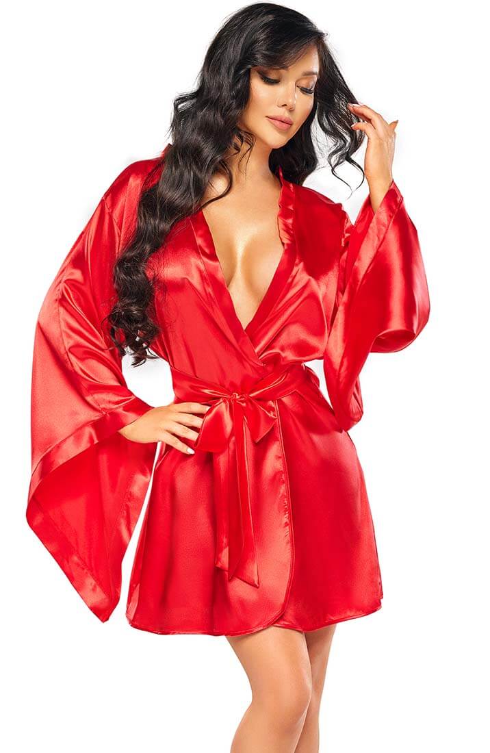 Rød satin kimono - Kandi - COAX Copenhagen