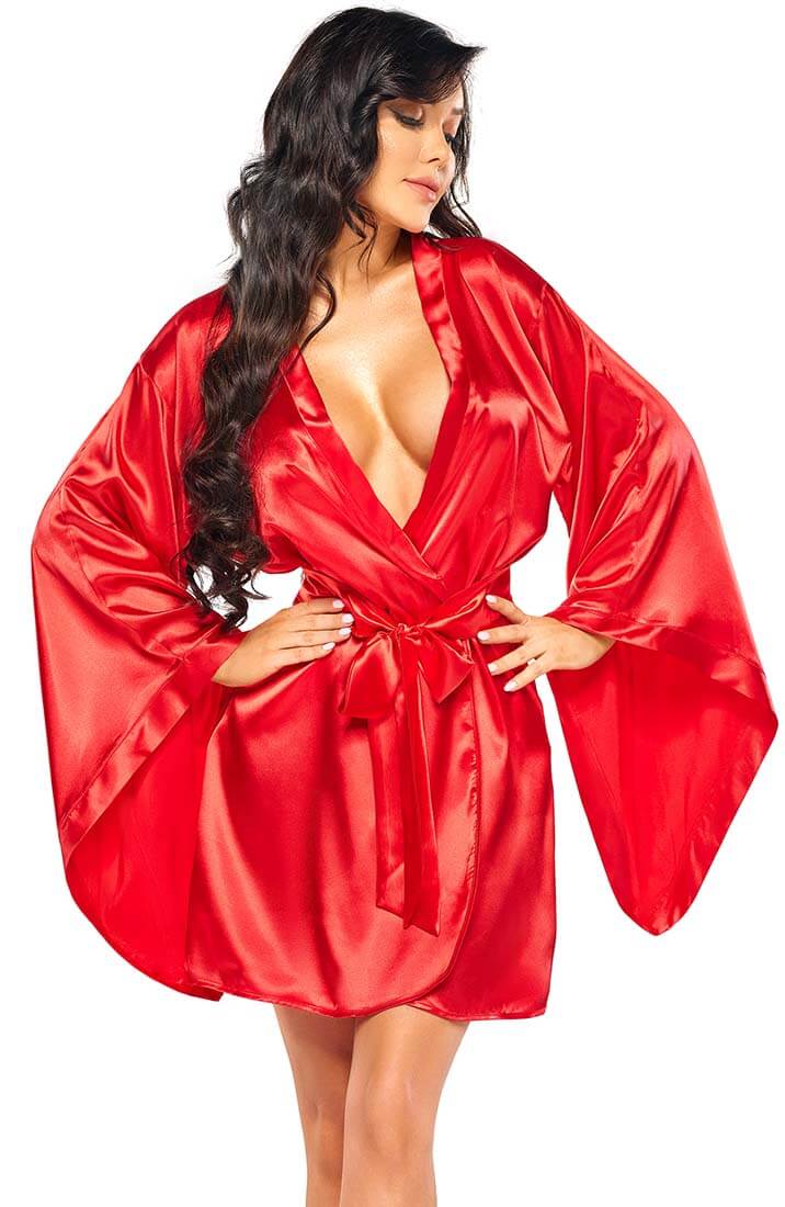 Rød satin kimono - Kandi - COAX Copenhagen