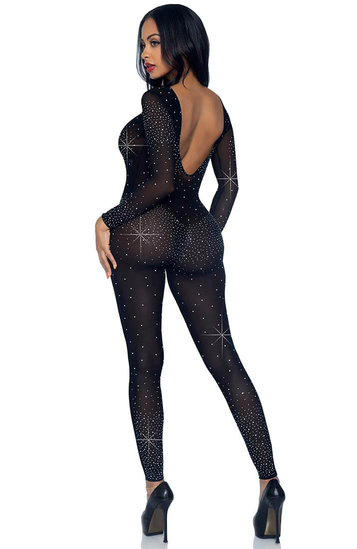 Sort nylon catsuit med similisten - COAX Copenhagen