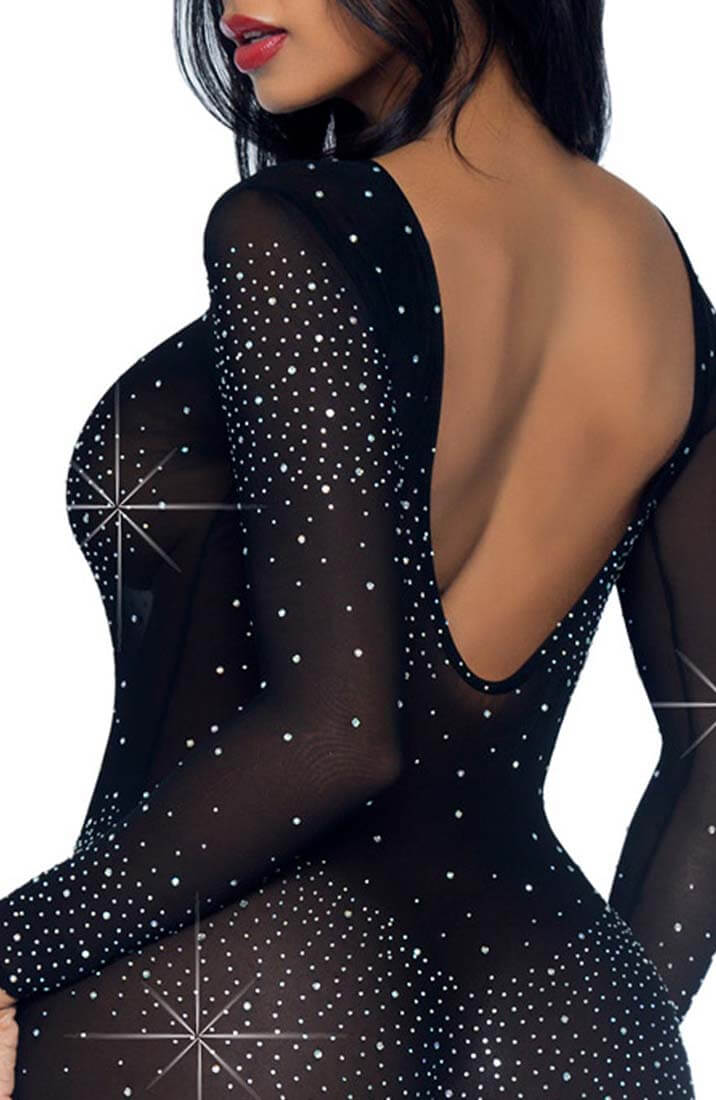 Sort nylon catsuit med similisten - COAX Copenhagen
