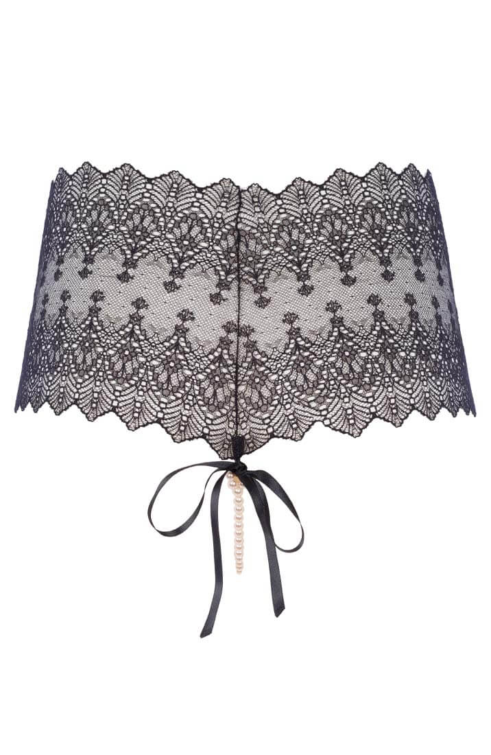 Sort hipster trusse med perlesnor - Geneva Panty - COAX Copenhagen