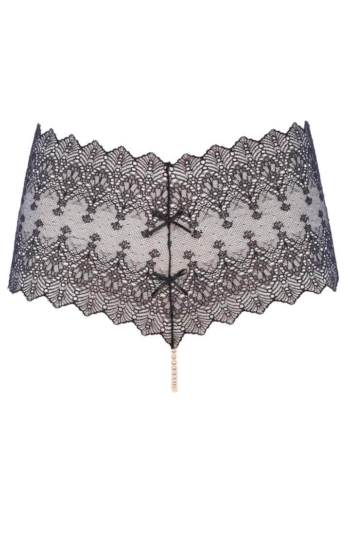 Sort hipster trusse med perlesnor - Geneva Panty - COAX Copenhagen