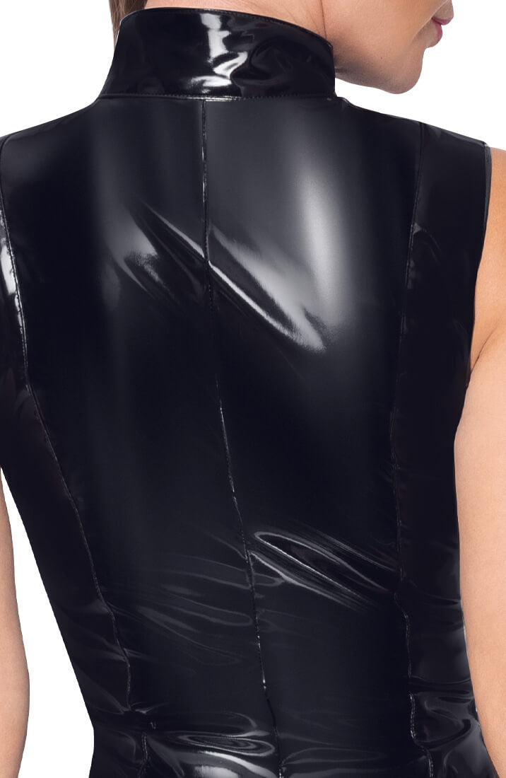 Sort vinyl kjole med nylon paneler - What's Next? - COAX Copenhagen