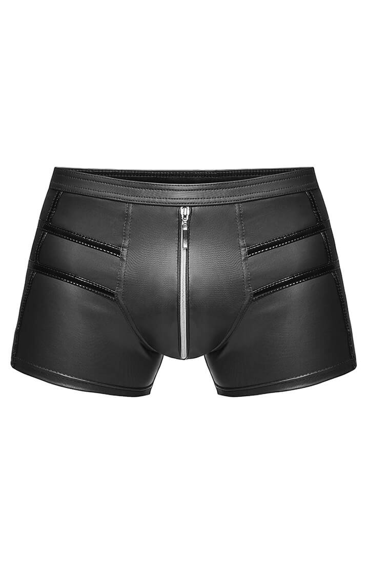 Maskuline fetish boxershorts med PVC detaljer og wetlook finish