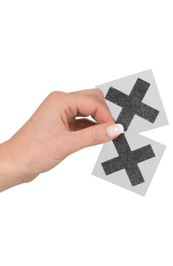 Sort kryds nipple covers med glimmer - COAX Copenhagen