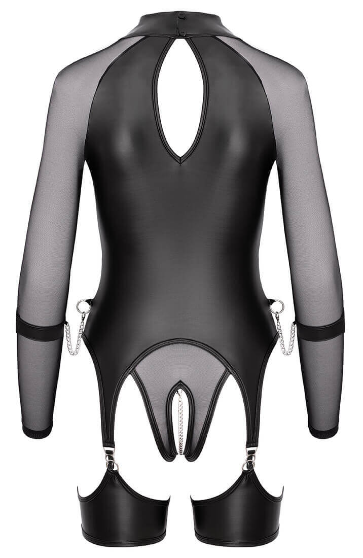 Frækt langærmet body med bondage-inspireret design