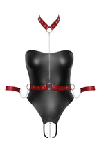 Indlæs billede til gallerivisning Sort bundløs bodysuit med restraints &amp; kæde