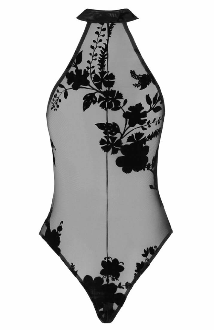 Nylon bodysuit med flock broderi - LEGEND! - COAX Copenhagen
