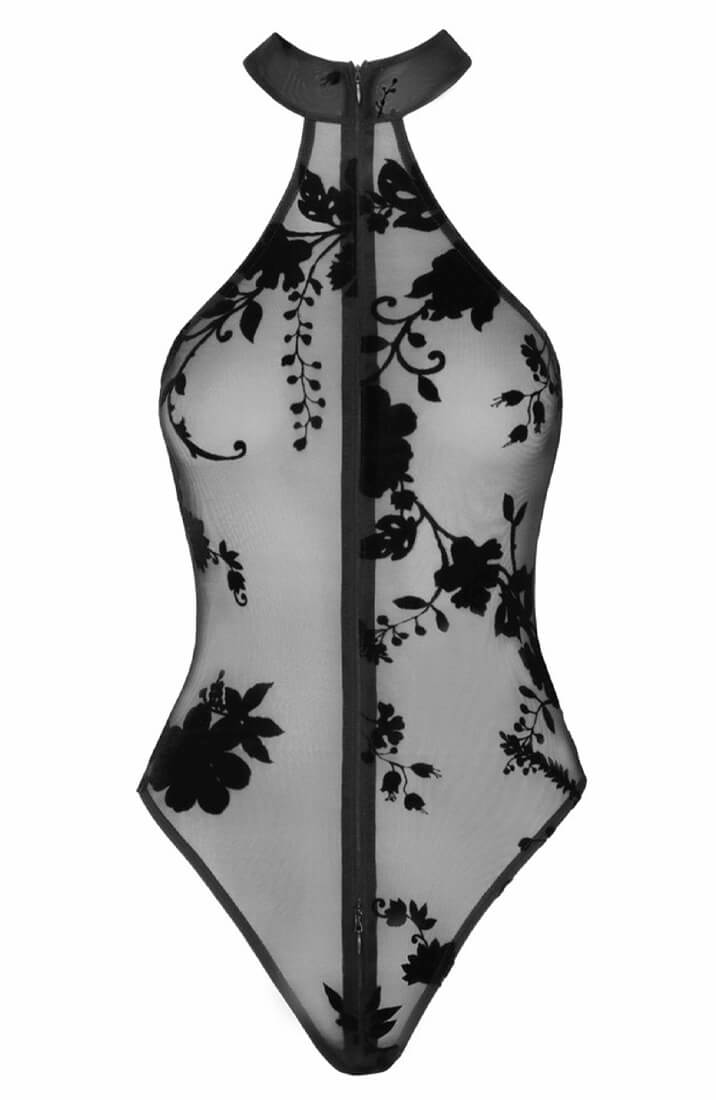 Nylon bodysuit med flock broderi - LEGEND! - COAX Copenhagen