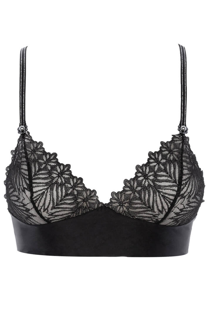 Sort blonde bralette med sorte perler - Destino Dark Bra - COAX Copenhagen