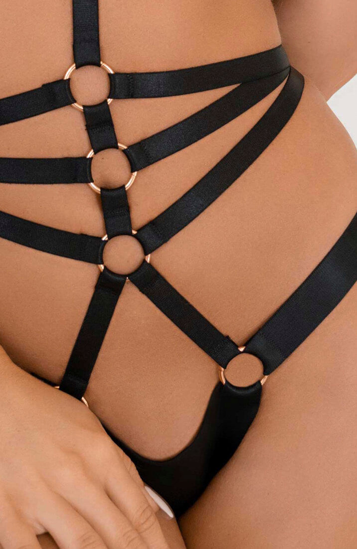 Sort body harness lingeri med lås - Talk about me - COAX Copenhagen