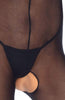 Langærmet sort nylon bodystocking lingeri