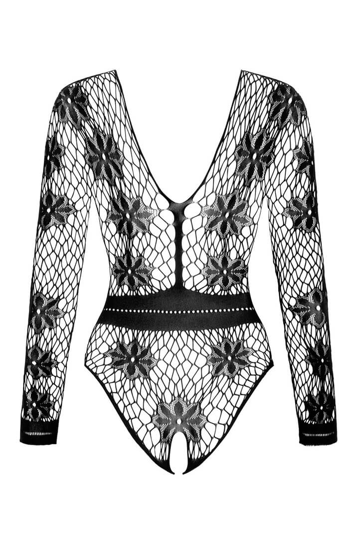 Sort bundløst bodysuit lingeri med blomster - COAX Copenhagen