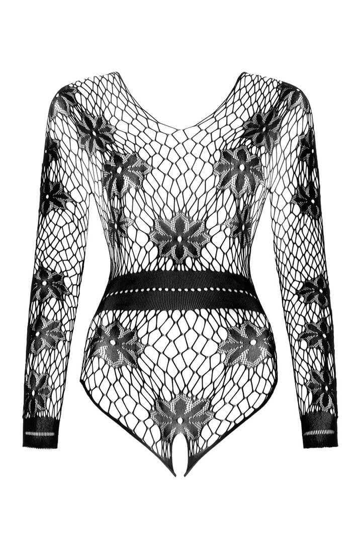 Sort bundløst bodysuit lingeri med blomster - COAX Copenhagen