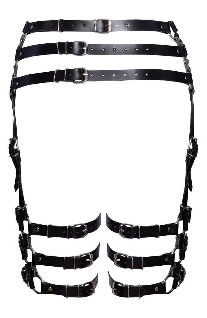 Skulpturelt læder harness til hofter, talje og lår