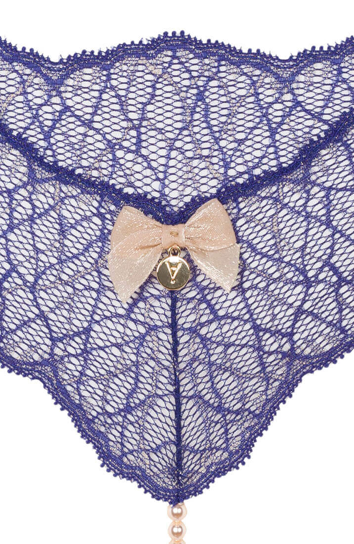 Blå bundløs trusse med single perlesnor - Sydney Single - COAX Copenhagen