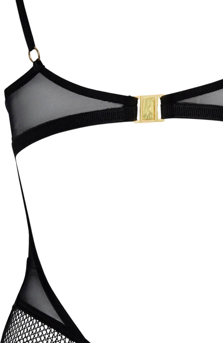 COAX Copenhagen sort bodysuit med perlesnor, blonde og netdesign