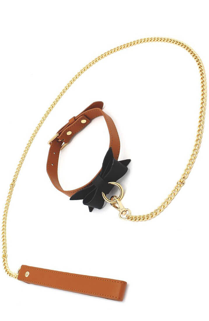 Brun faux læder butterfly choker & snor - COAX Copenhagen