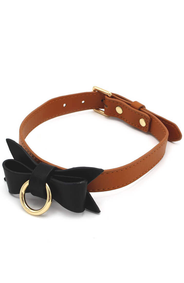 Brun faux læder butterfly choker & snor - COAX Copenhagen
